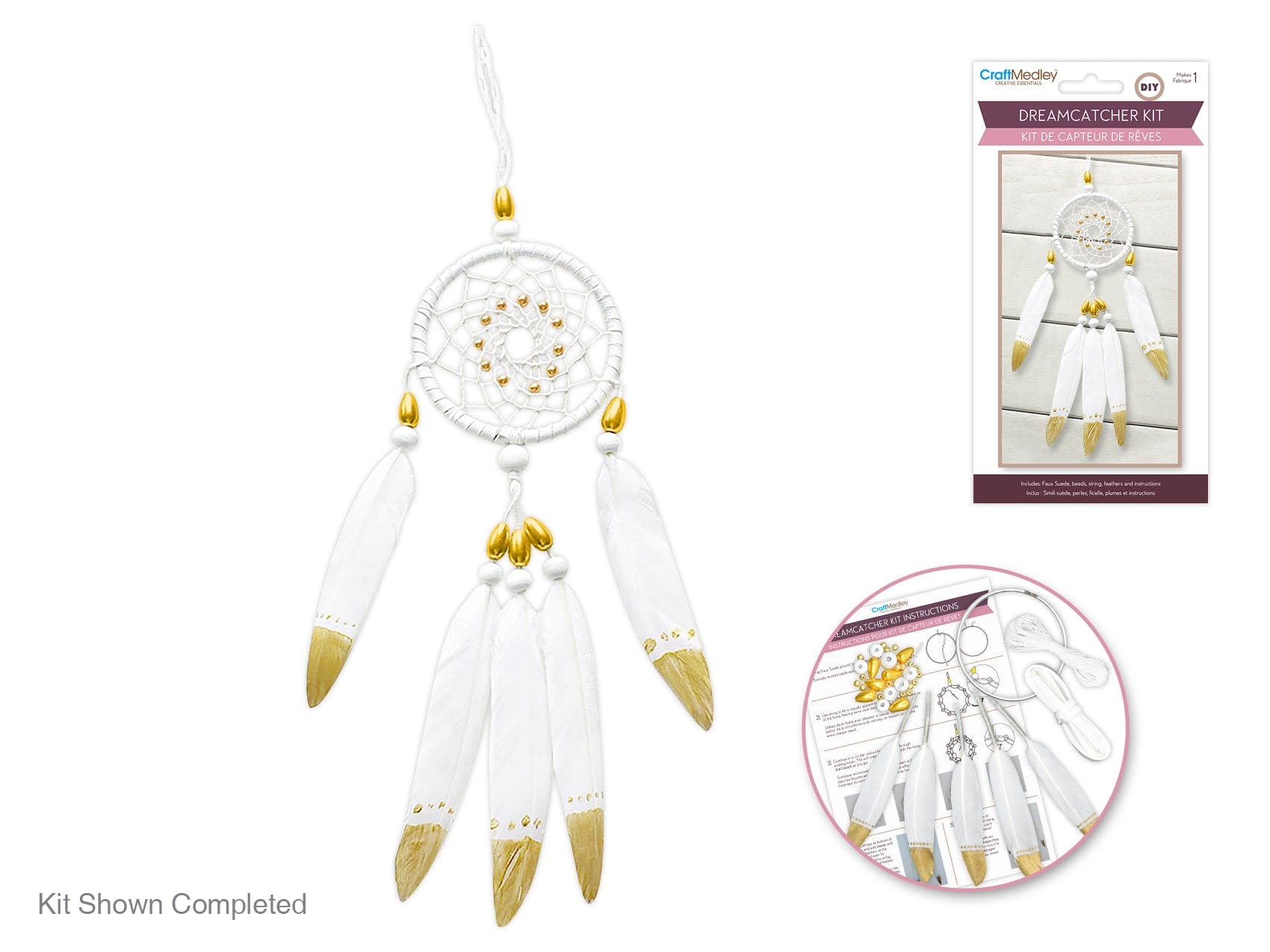 Craft Medley Kit: DIY Dream Catcher w/Beads B) White - Brantford Surplus