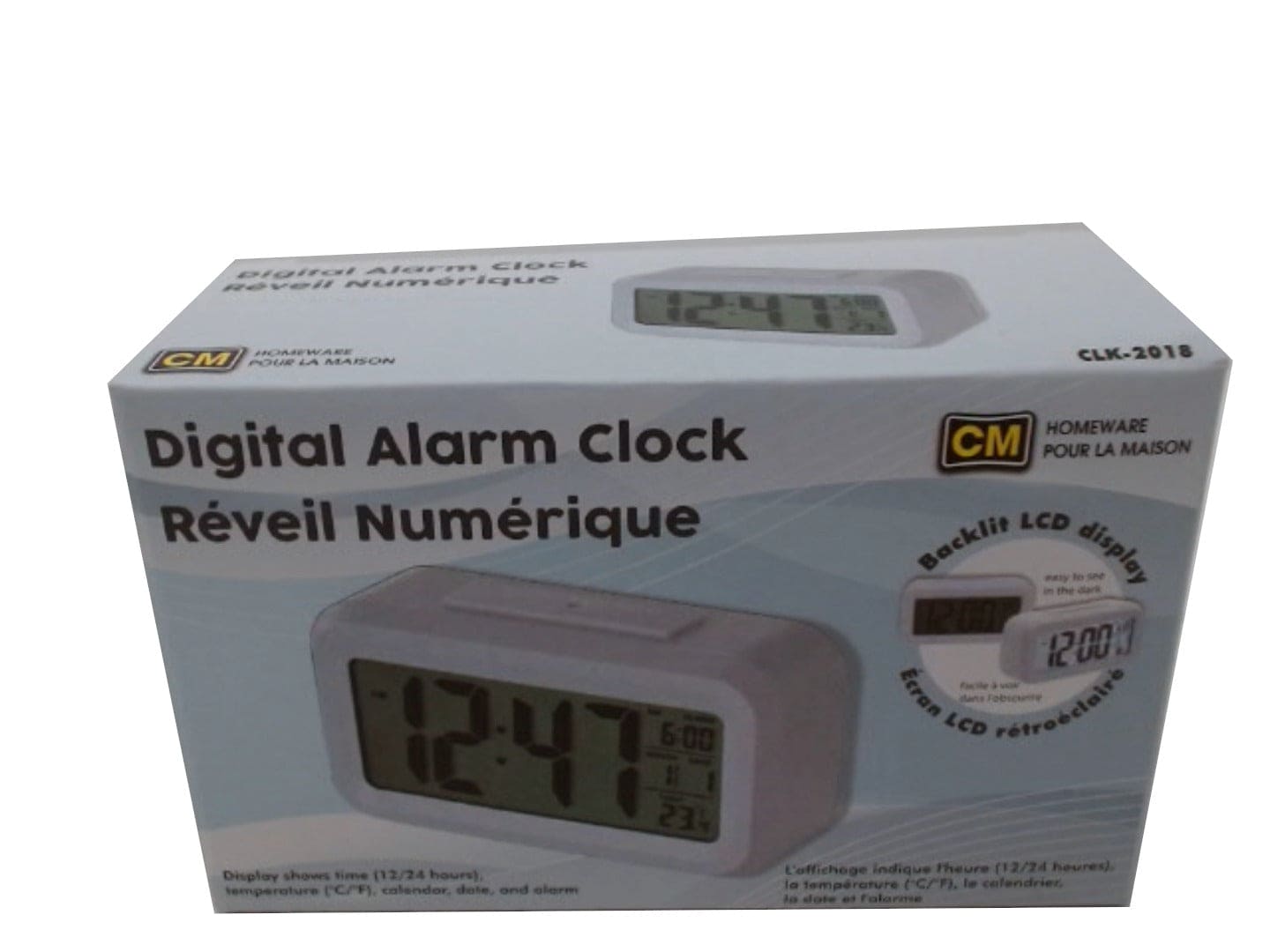 Digital alarm clock with time temperature and date - Brantford Surplus