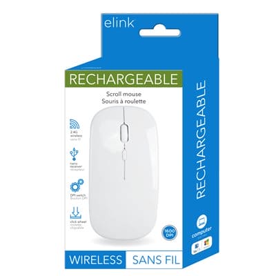 Mouse Wireless White Rechargeable - Brantford Surplus