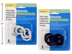 Ceiling hooks vinyl coated 4 pc black holds 50 lbs 22.7 kg - home essentials CTGBRA