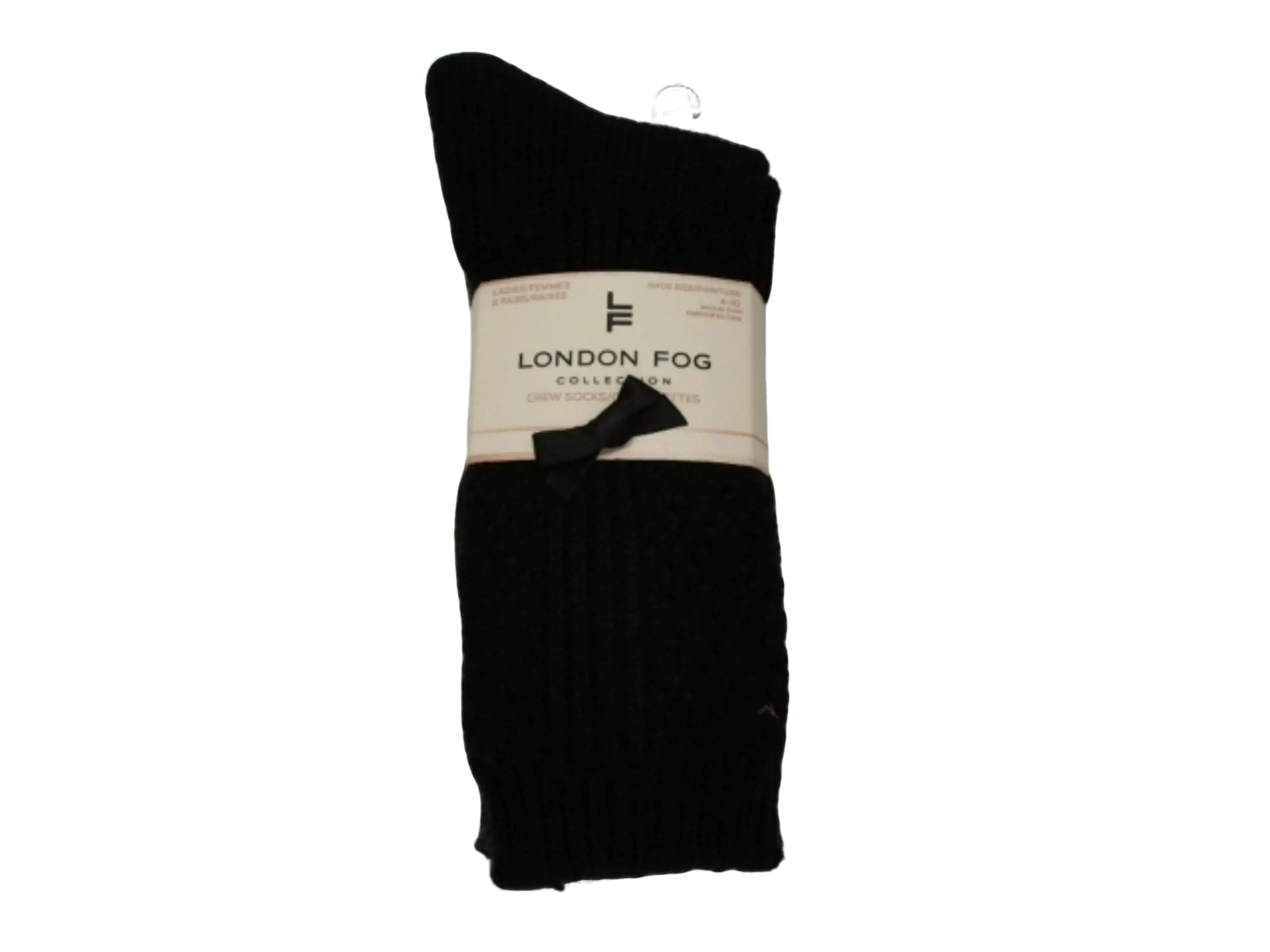 Socks Ladies Crew 2pk. Black/Charcoal London Fog KWDC