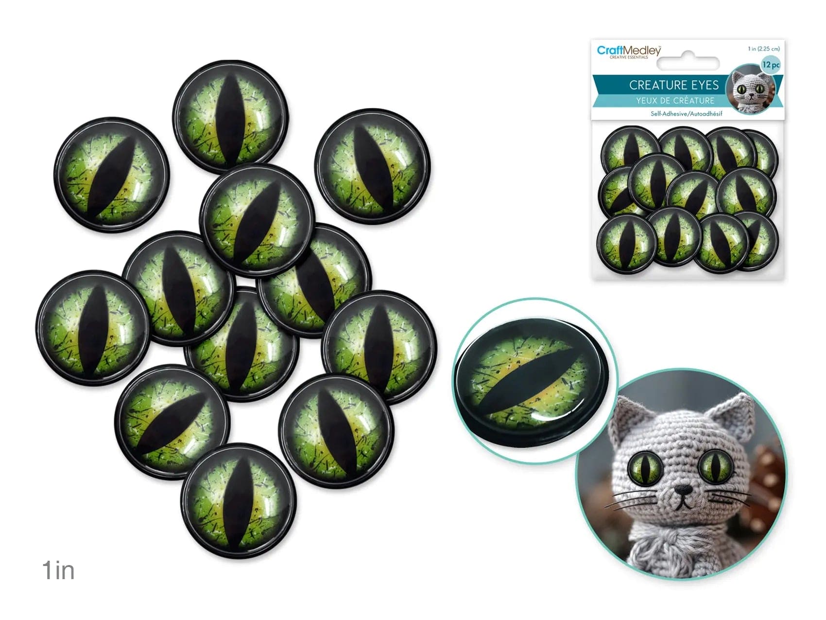 Creature Eyes: 1" Self-Stick 12pc MULTICRAFT IMPORTS INC.