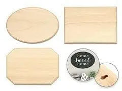 Wood Decor: 6.5x10" Plaques Rect/Oval/Cut-Away Asst 3styles 8 Each x 3 Styles MULTICRAFT IMPORTS INC.