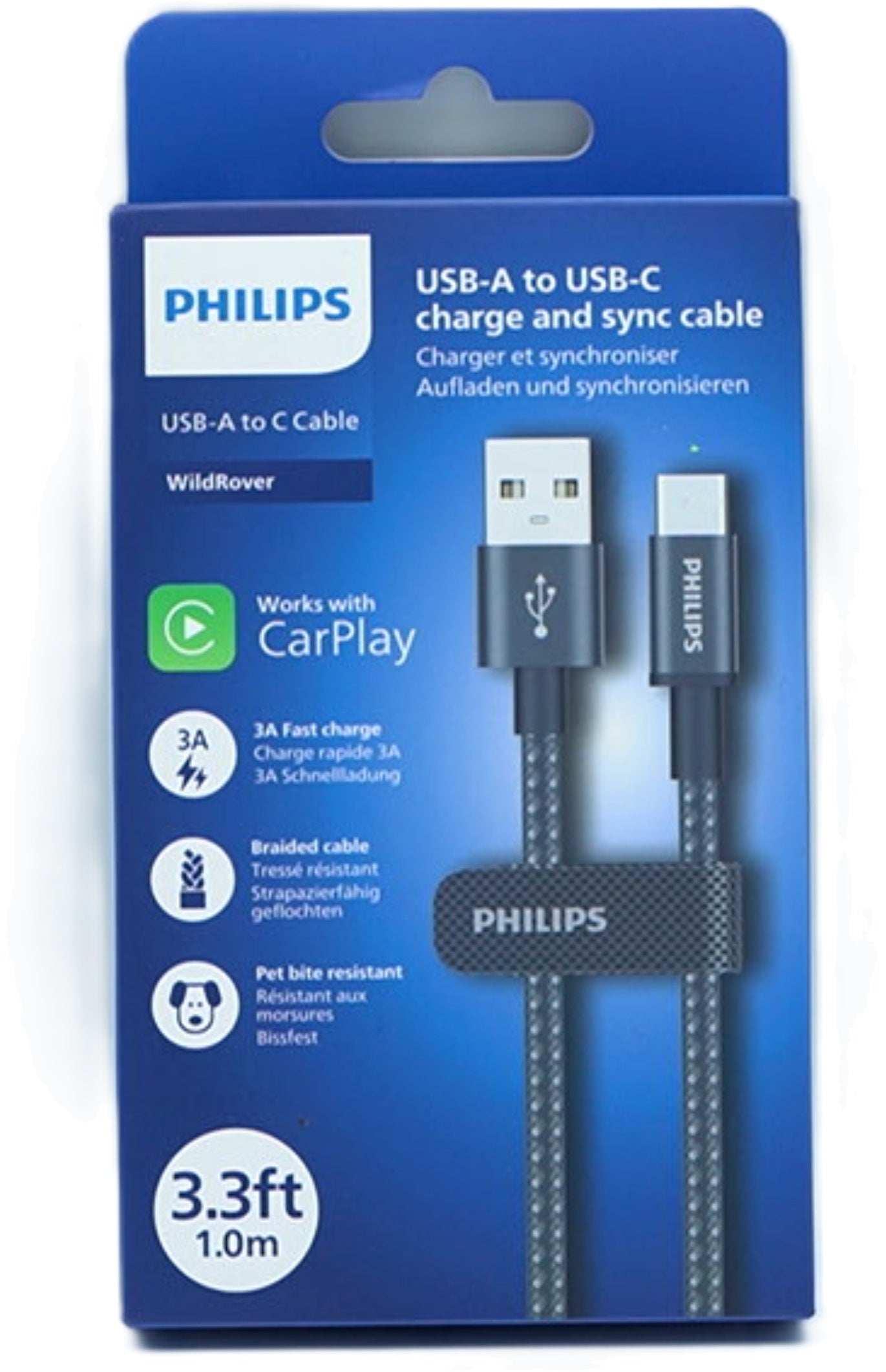 Philips USB-C Braided Cable 3.3ft USB-A to USB-C