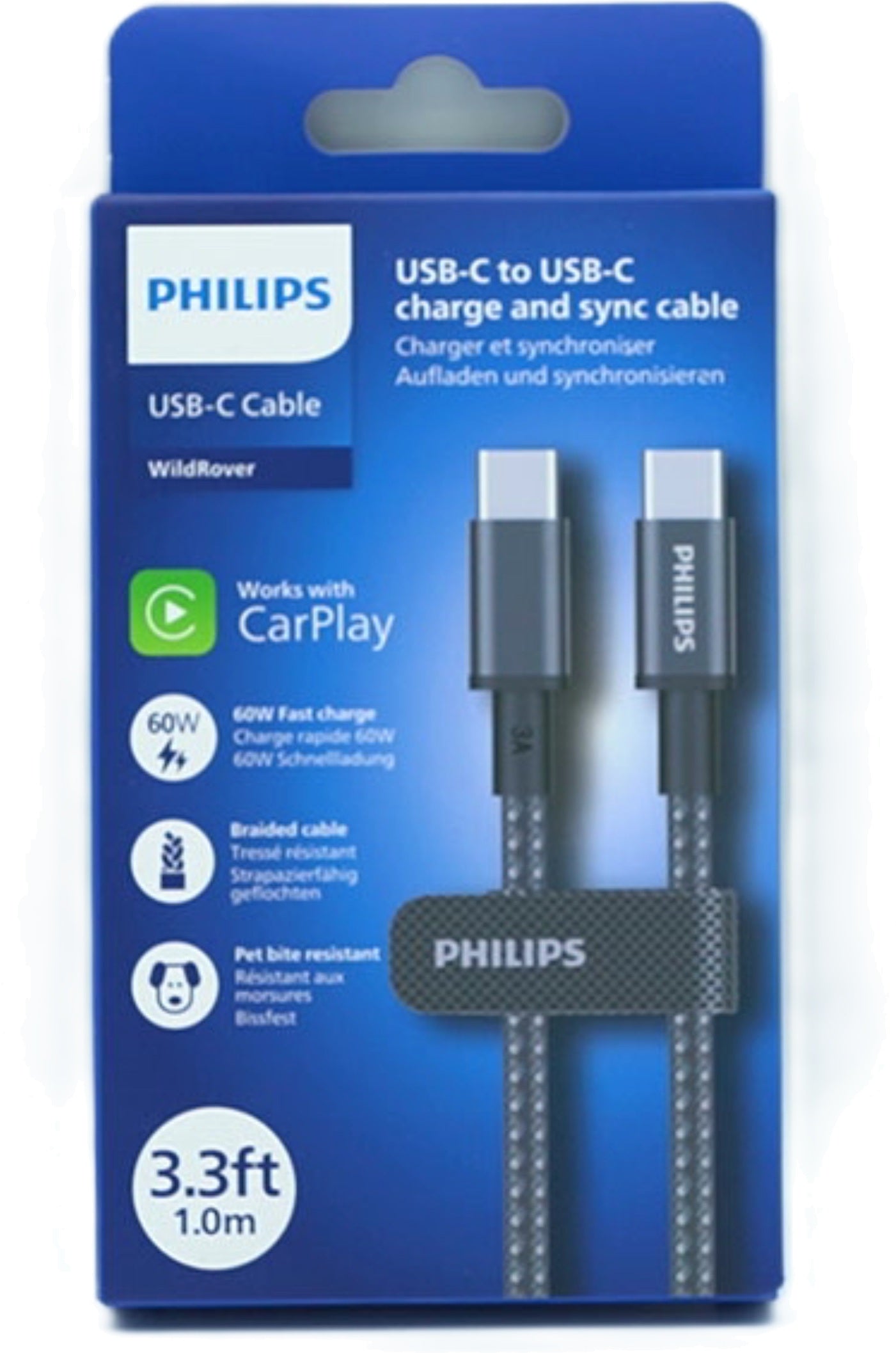 Philips USB C to C 3.3Ft Braided Cable