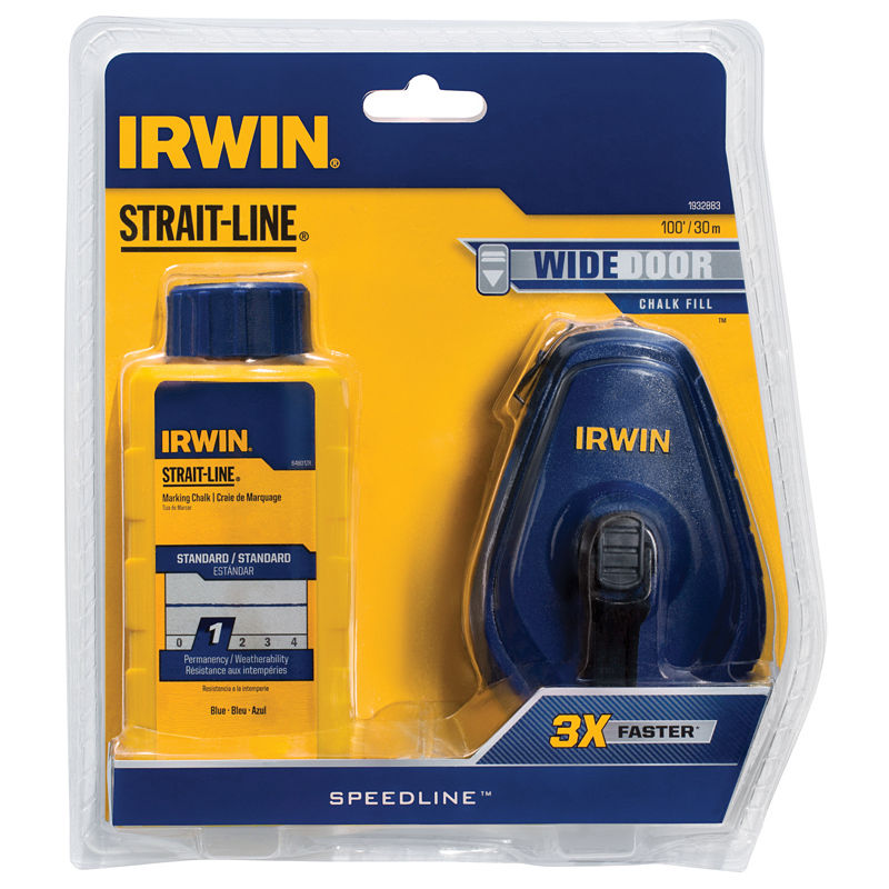 Irwin Strait-Line Chalk Line Reel and Blue Chalk Combo