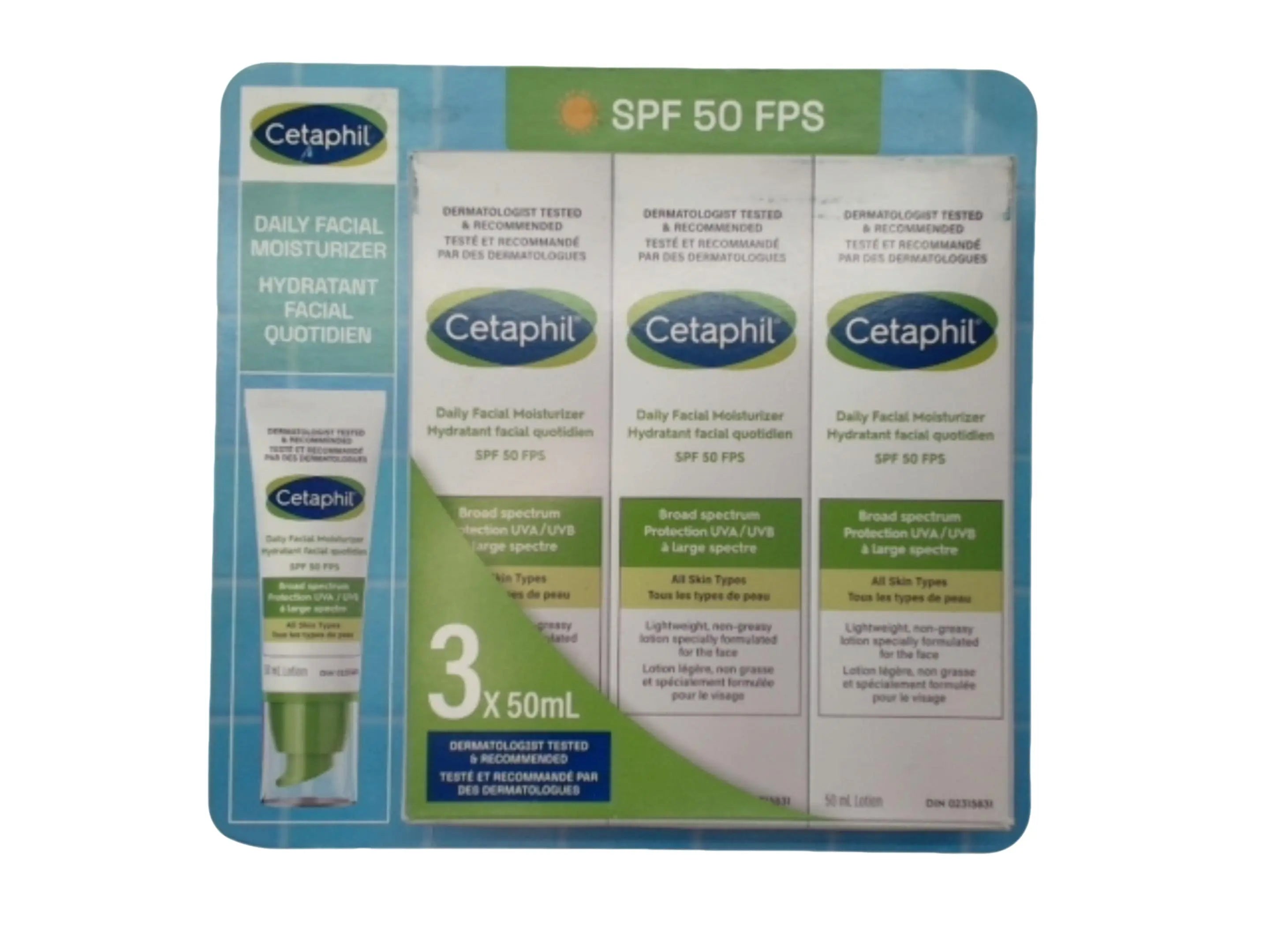 Daily Facial Moisturizer 3 x 50mL SPF 50 Cetaphil KWDC