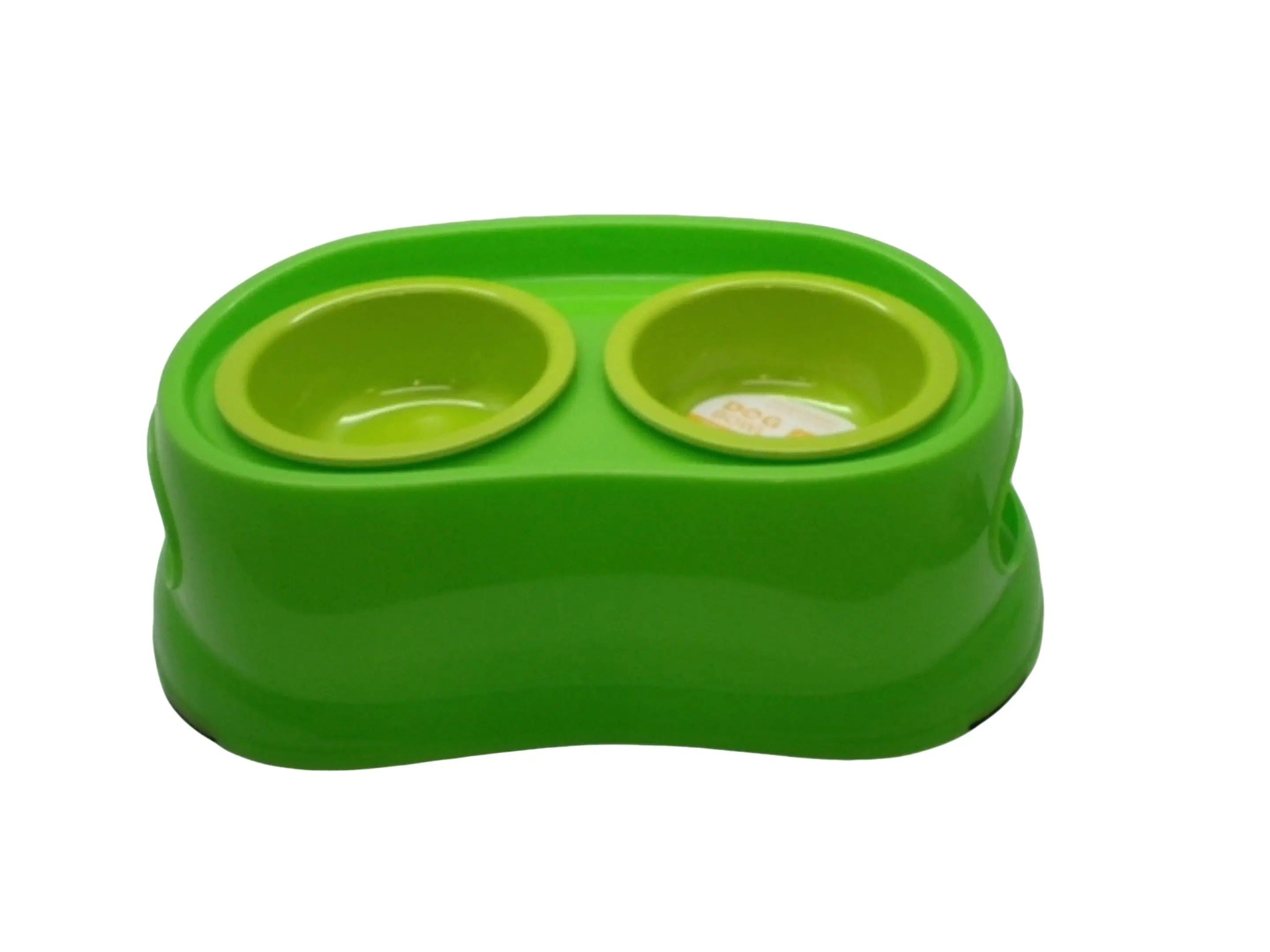 Dog Bowl Double Green Plastic Petphabet KWDC