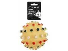 Dog toy spiked vinyl ball - squeaks - 9.5 cm HRSGLO