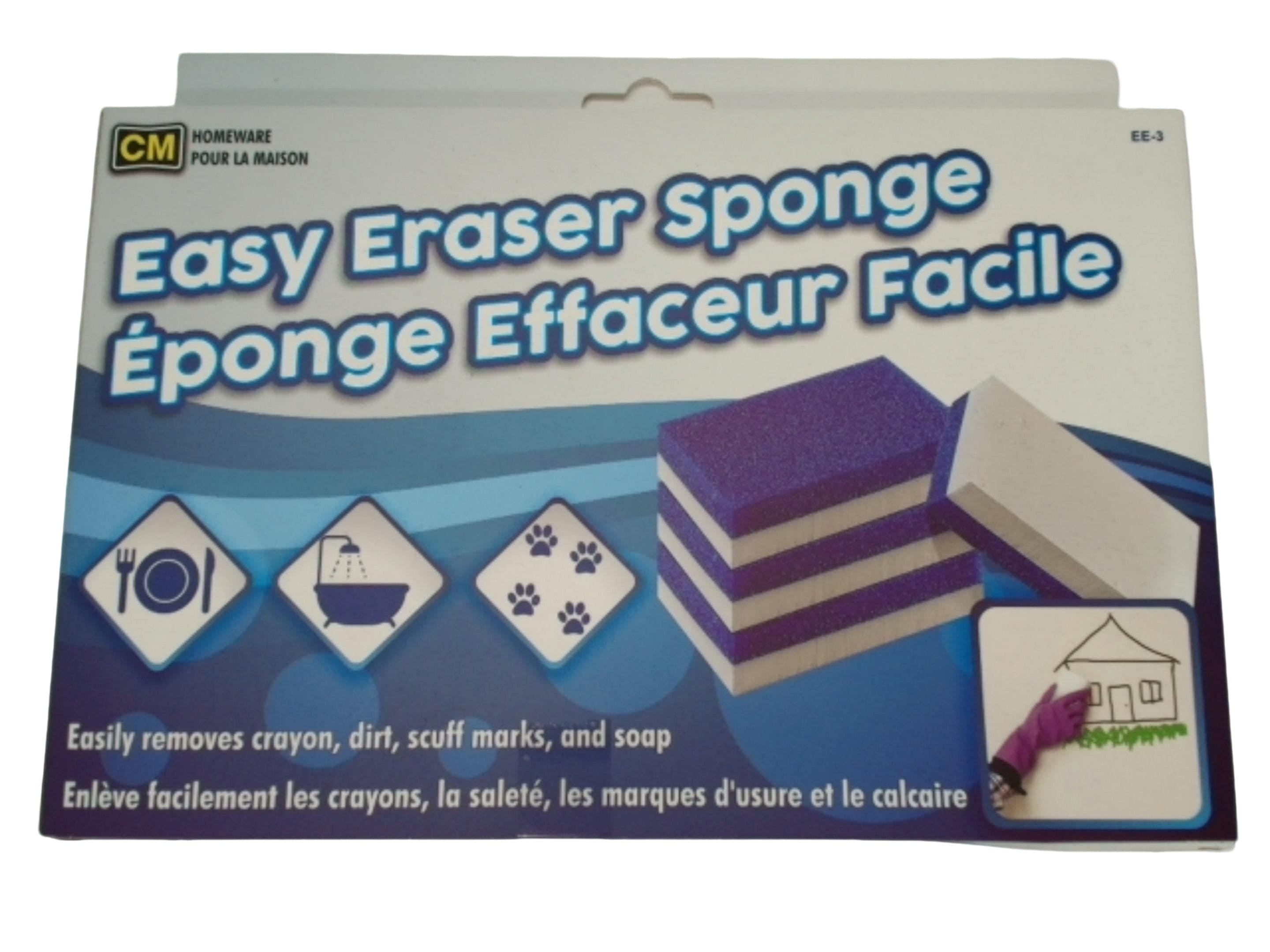 Easy eraser sponge - removes crayon, dirt, scuff marks, and soap - Brantford Surplus