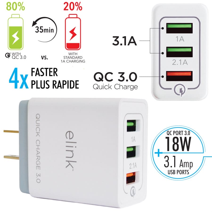 USB Charger 3 Port Quick Charge 3.0 - Brantford Surplus