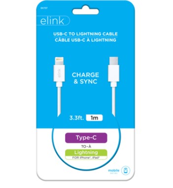 USB C to Lightning Cable 3ft White - Elink
