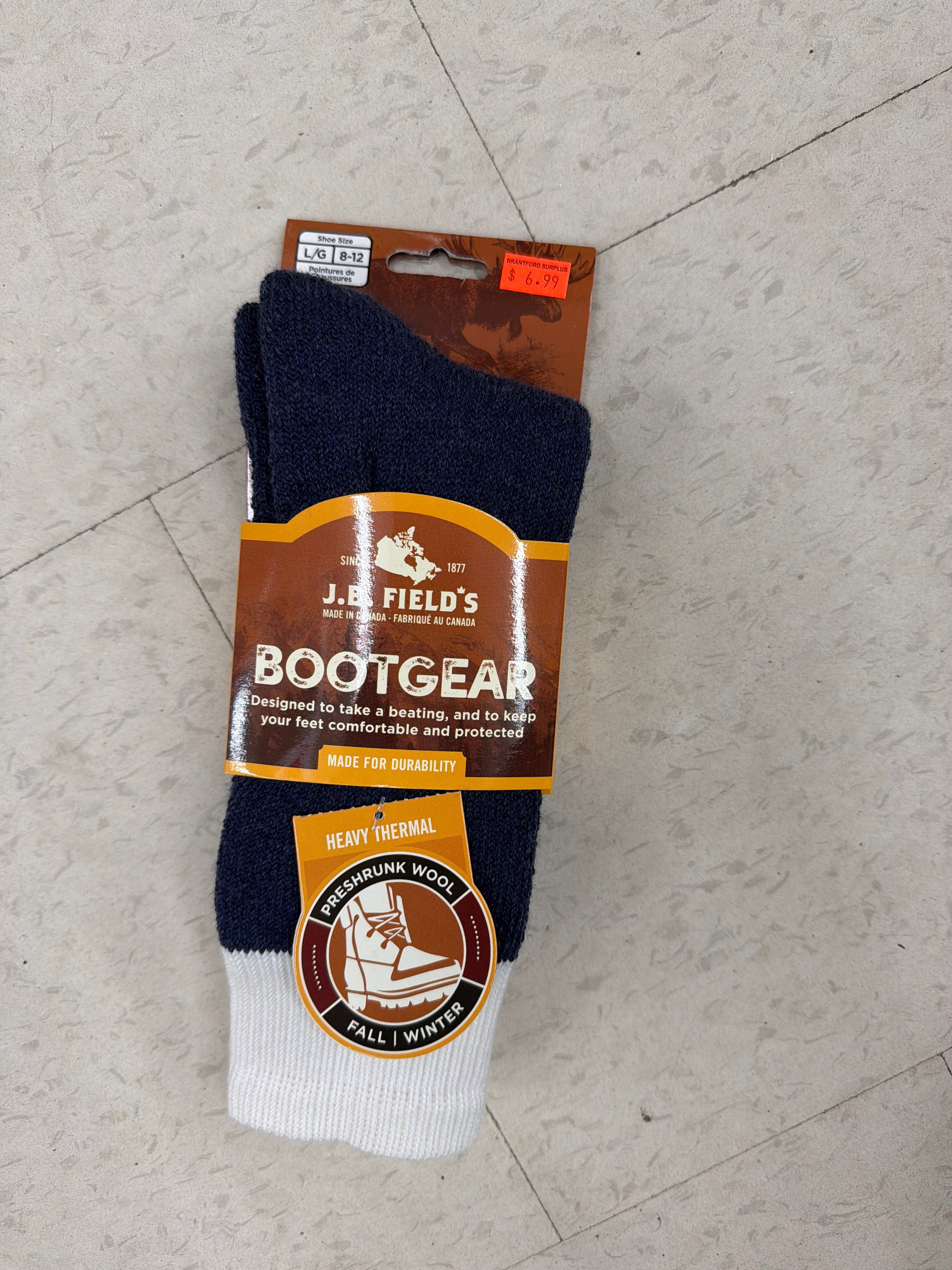 Merino Wool Hiking Socks Large - J.B. Field's