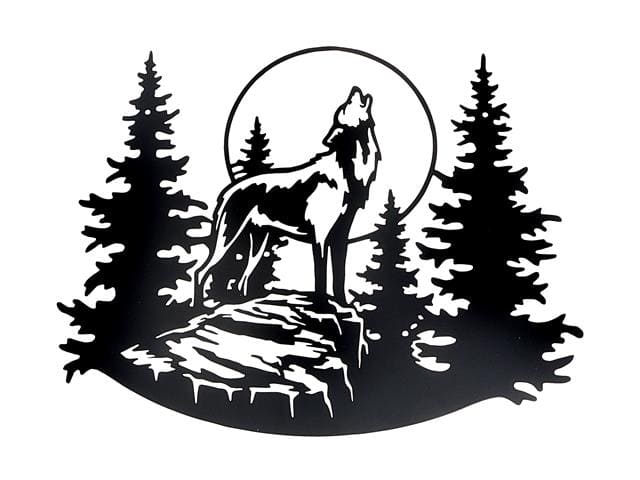 METAL BLACK WALL DECOR - HOWLING WOLF 15.75 × 12.60 × 0.40 in - Brantford Surplus