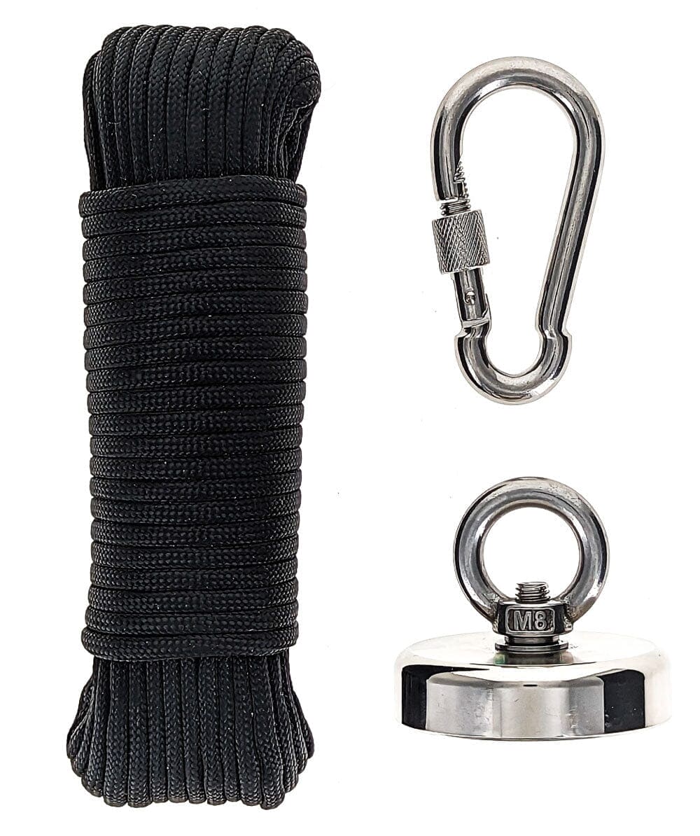 Magnet Fishing Kit 400lb. Pull Strength w/60' Paracord - Brantford Surplus