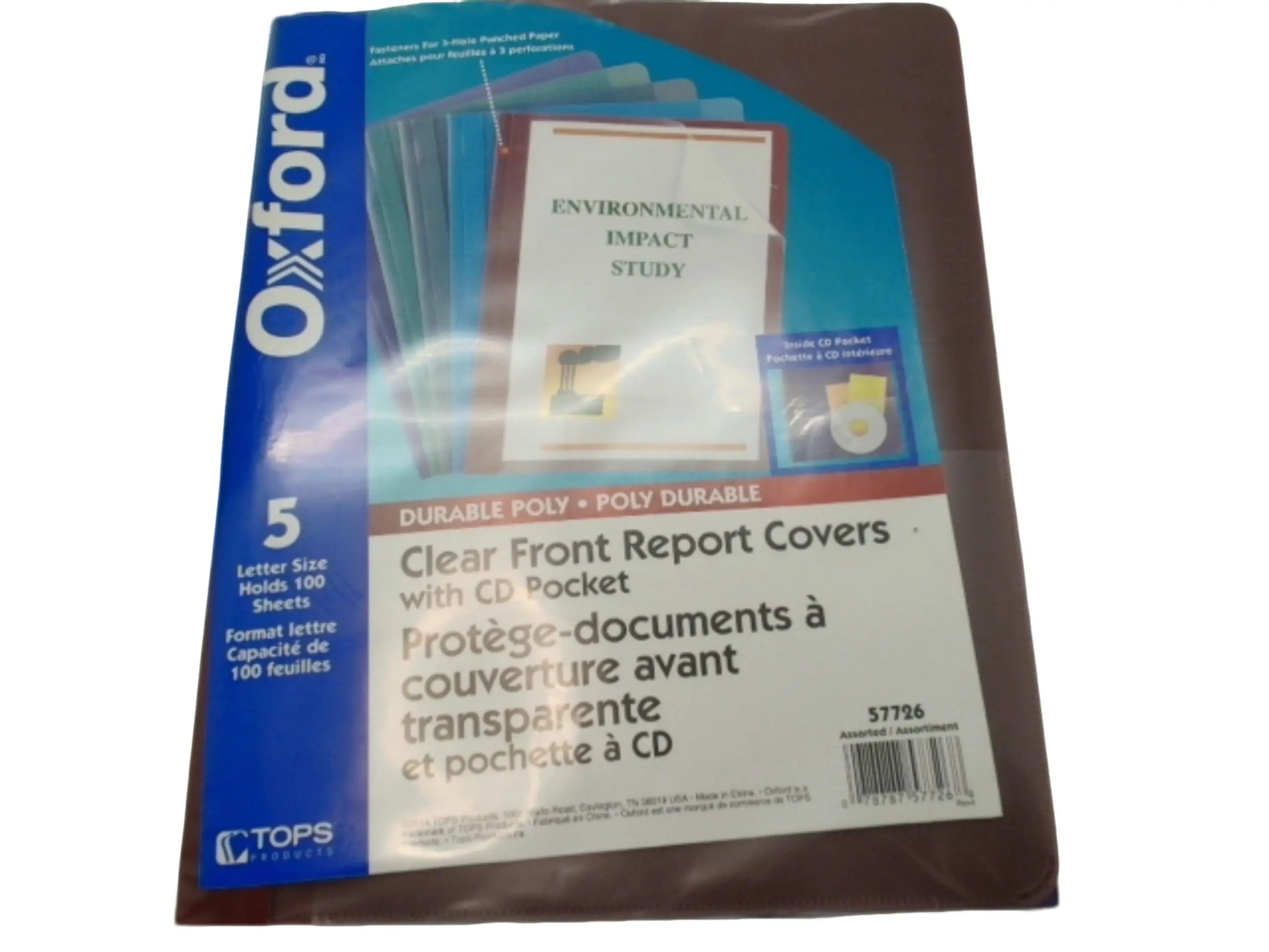 Front Report Covers 5pk. Clear Letter Size Poly Oxford KWDC