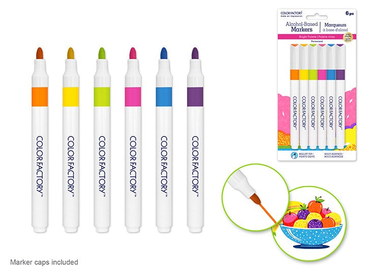 Color Factory Brights Alcohol Markers 6pk Bullet Tip