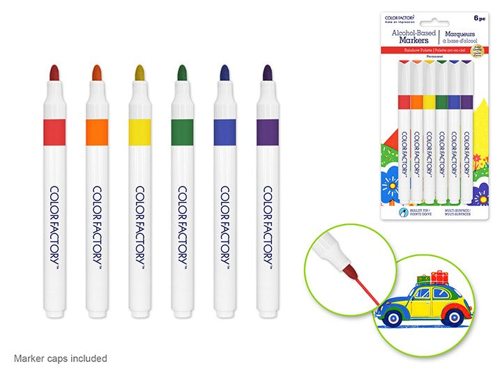 Color Factory Rainbow Alcohol Markers 6pk Bullet Tip