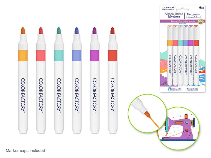 Color Factory Glamour Alcohol Markers 6pk Bullet Tip