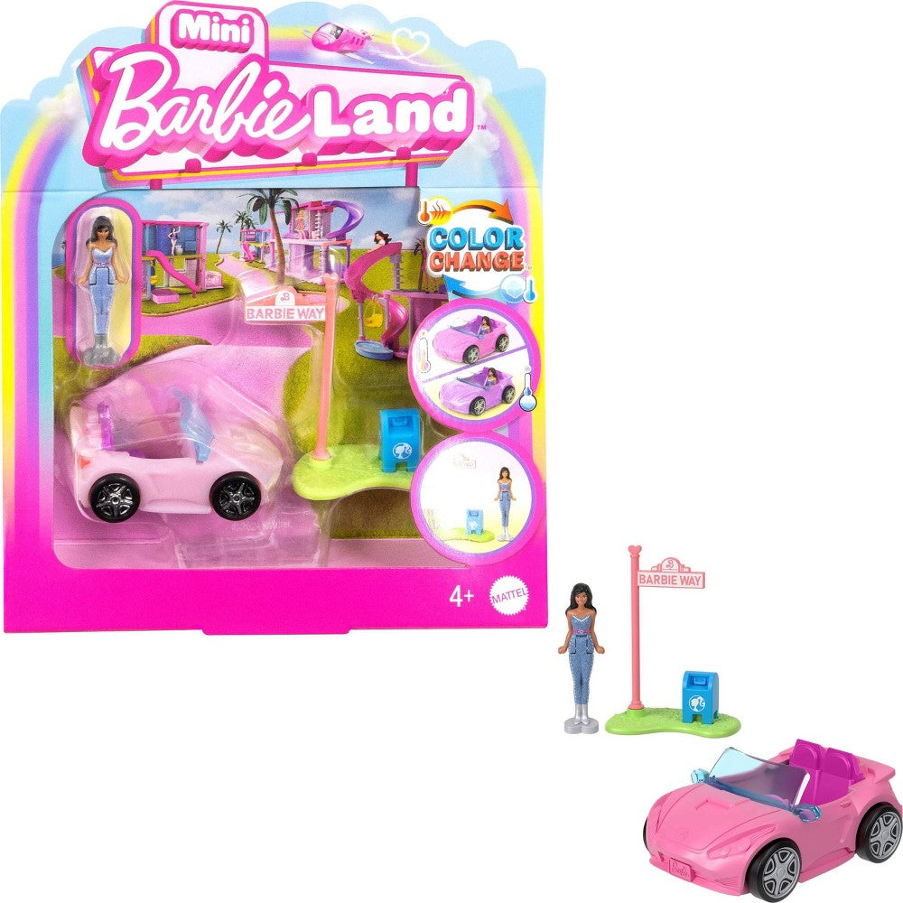 Barbie Mini Doll & Convertible Car Playset