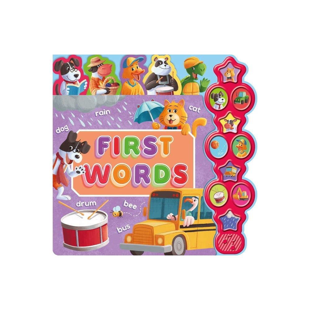 First Words board book with press-button sounds for toddlers