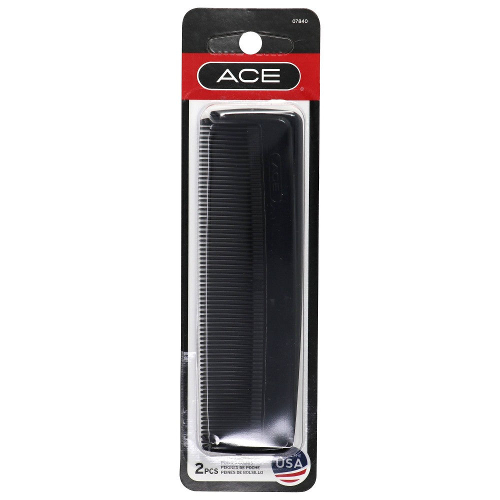 Ace Black 5 Inch Pocket Combs 2 Pack — packaging