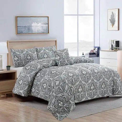 4PC Comforter Set – Jacquard / Grey King Home Textiles Inc.