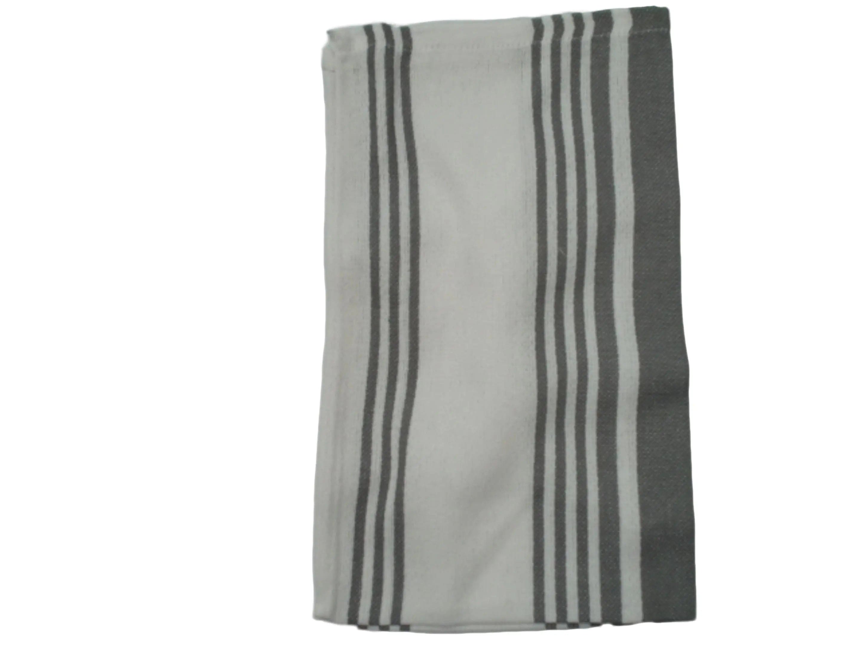 Terry Kitchen Towel 16"x28" White w/Grey Stripe KWDC