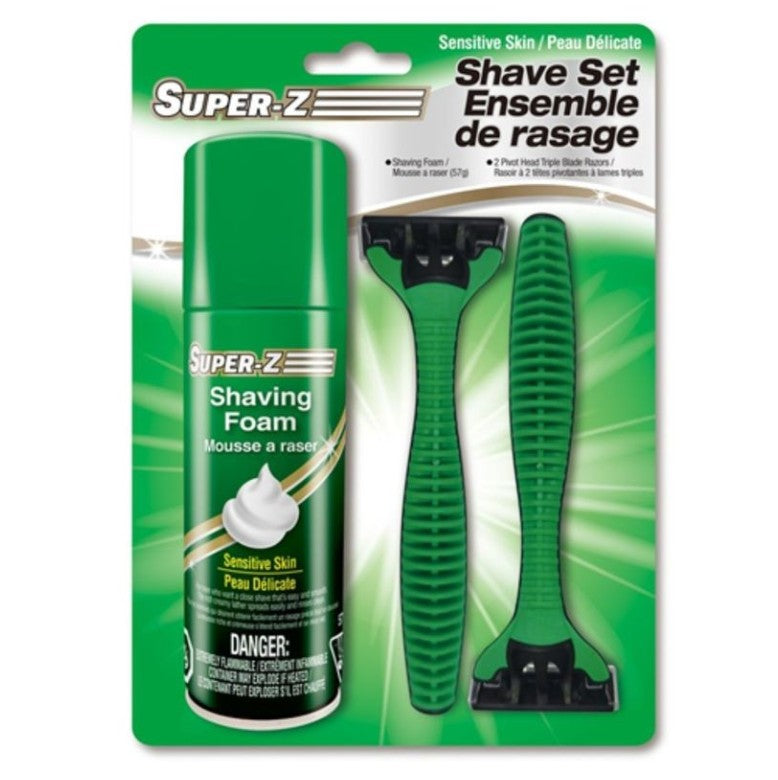 Travel Shaving Kit with 2 Razors and Sensitive Foam