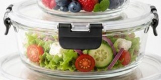 Home Aesthetics round glass food container, 620ml
