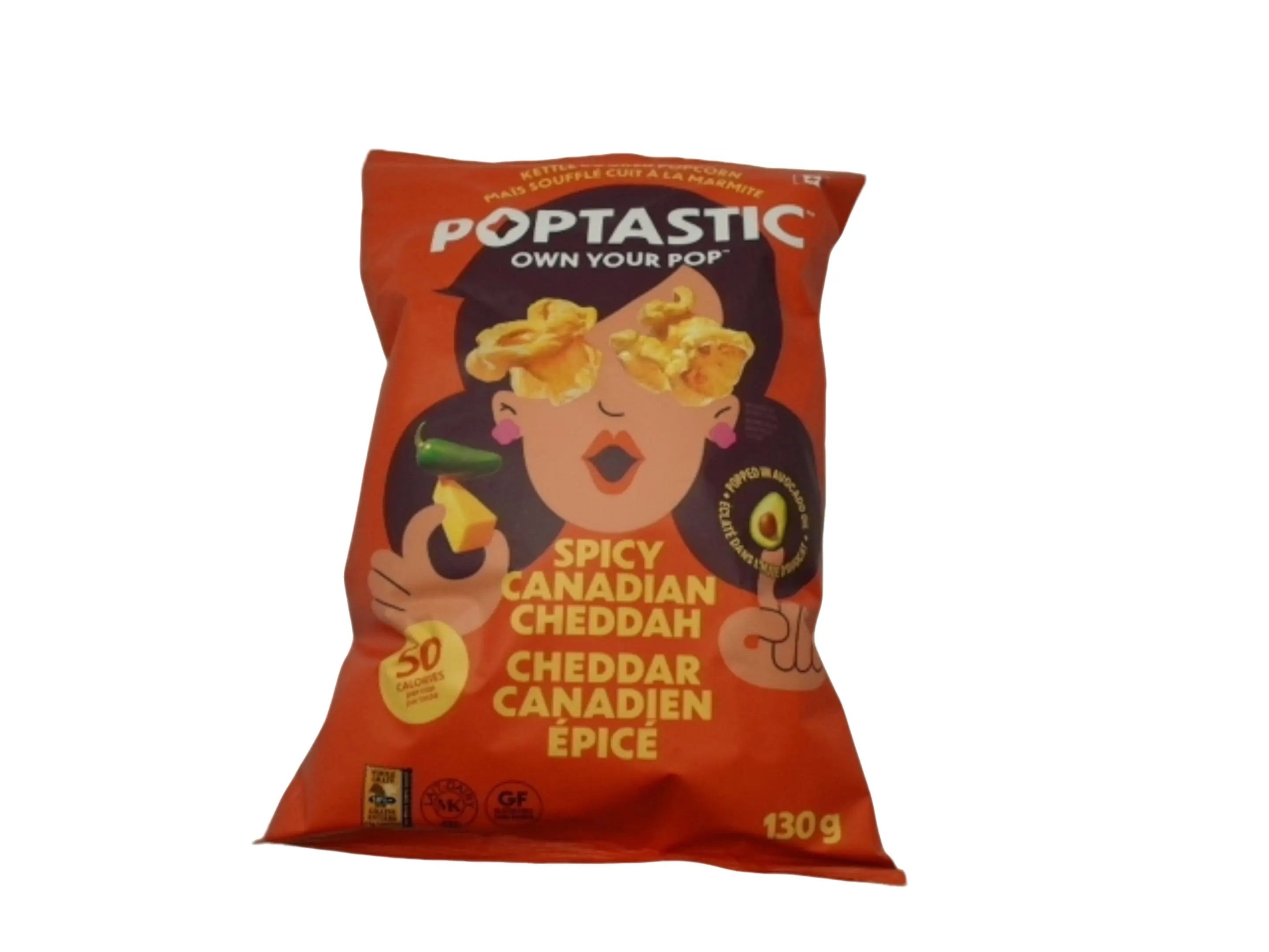 Kettle Cooked Popcorn Spice Canadian Cheddah 130g. Poptastic KWDC