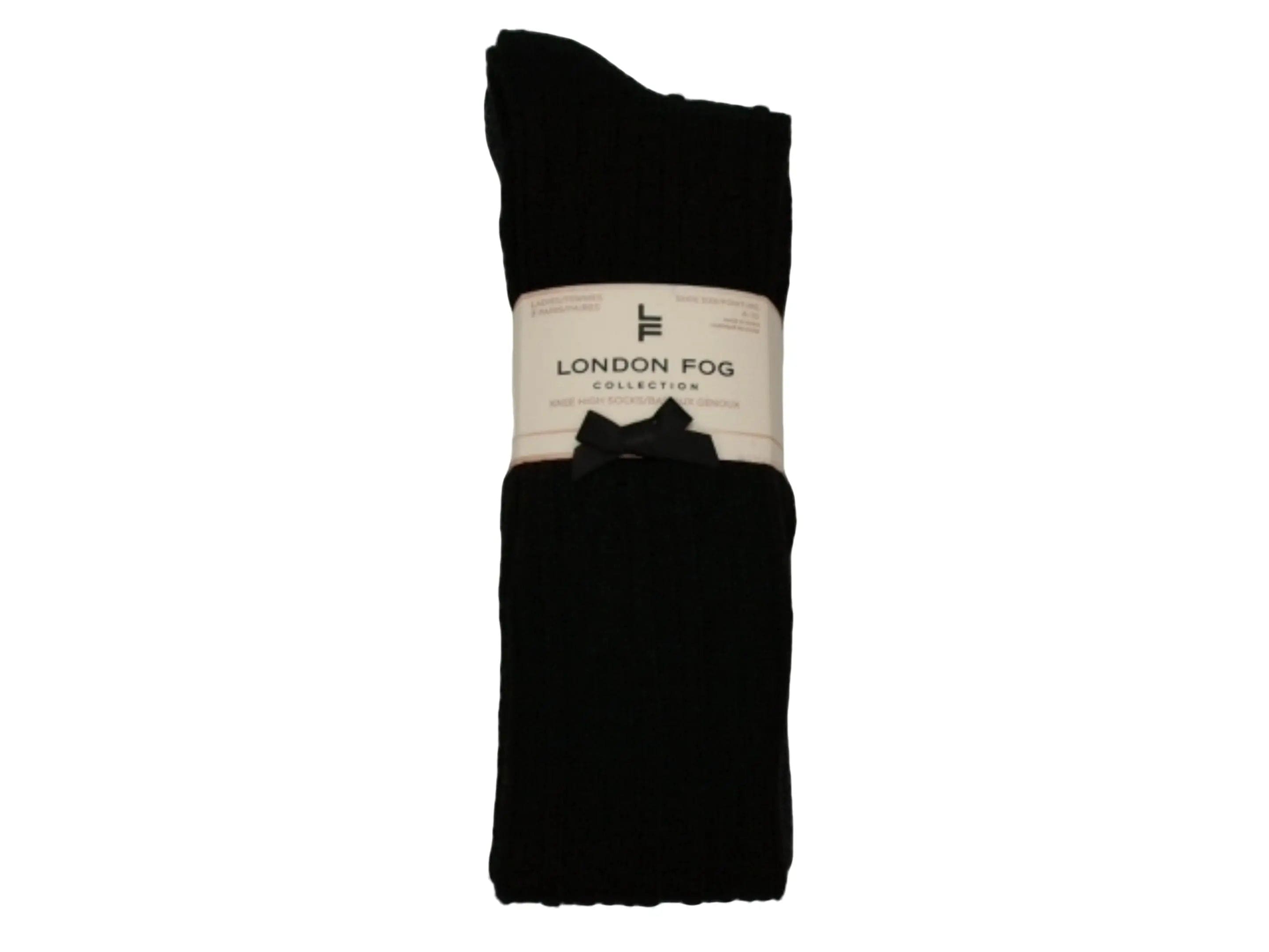 Knee High Socks Ladies 2pk. Black & Charcoal London Fog KWDC