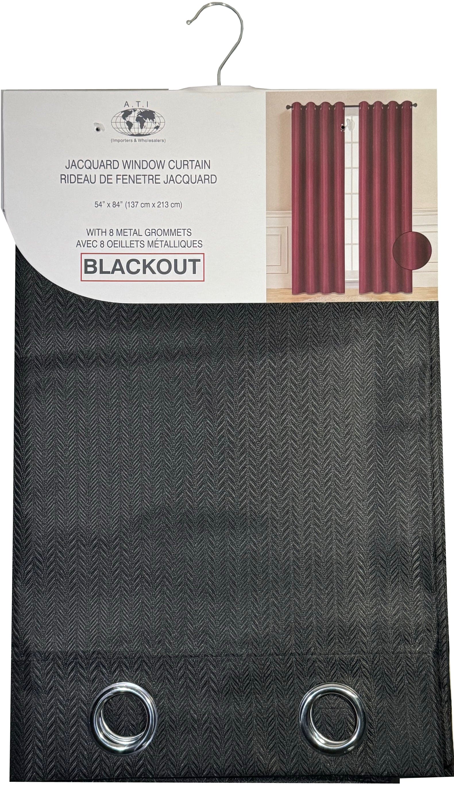 Curtain 54X84 inches Blackout W/Emb.Blk - Brantford Surplus