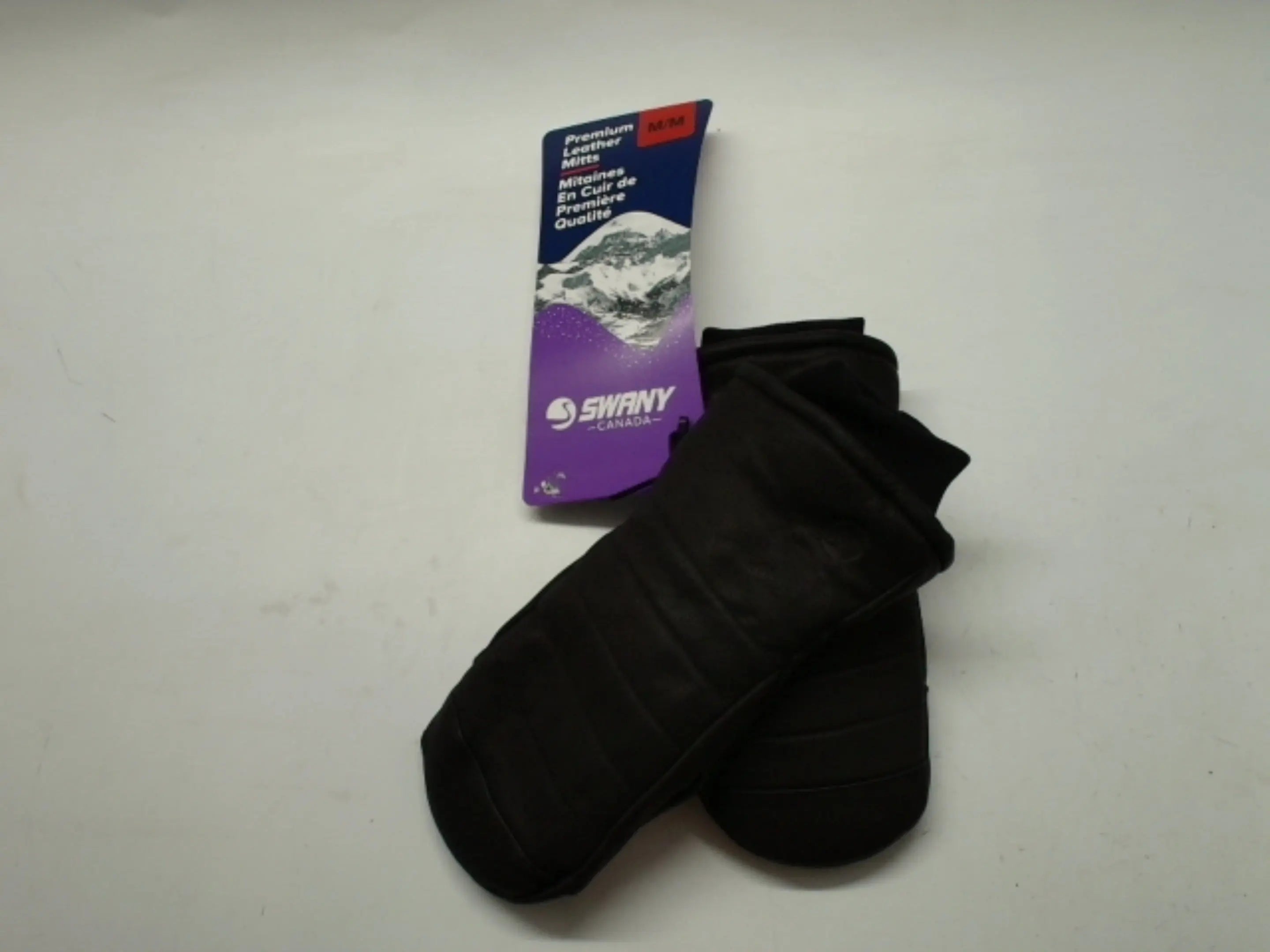 Leather Mittens Medium Black Premium Swany Canada KWDC