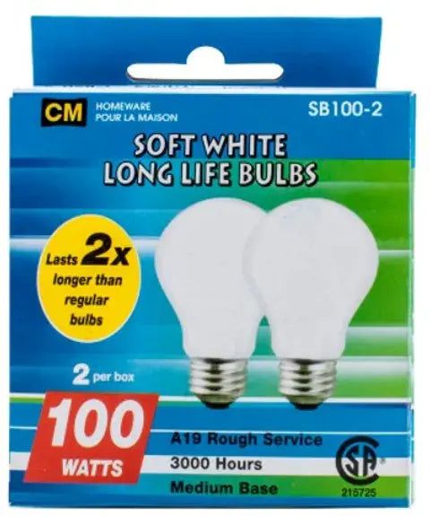 Light bulb soft white 100 watt 2 pack Chateau Manis Electronics