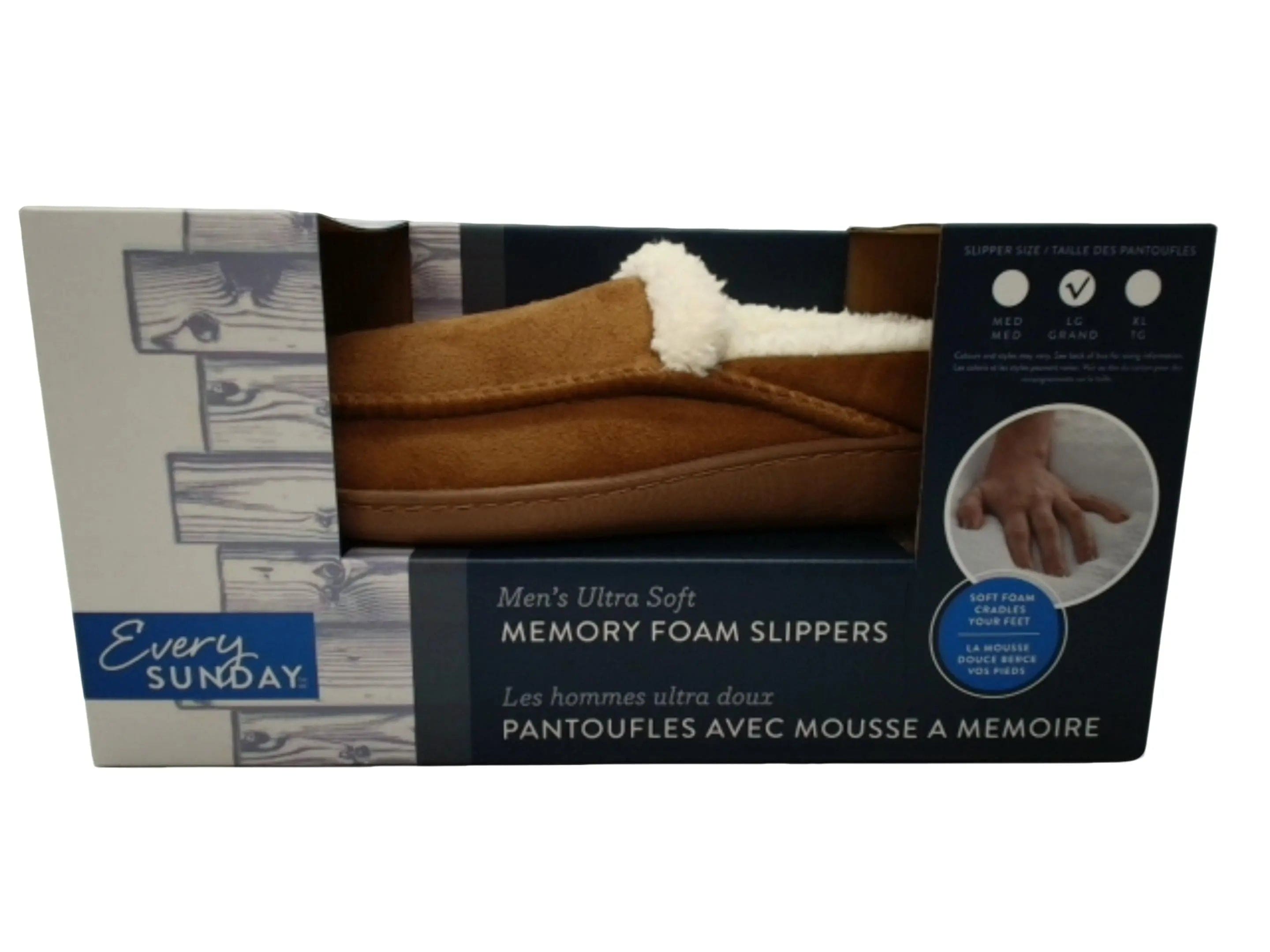 Men's Memory Foam Slippers Camel Sherpa Moccasin Every Sunday KWDC