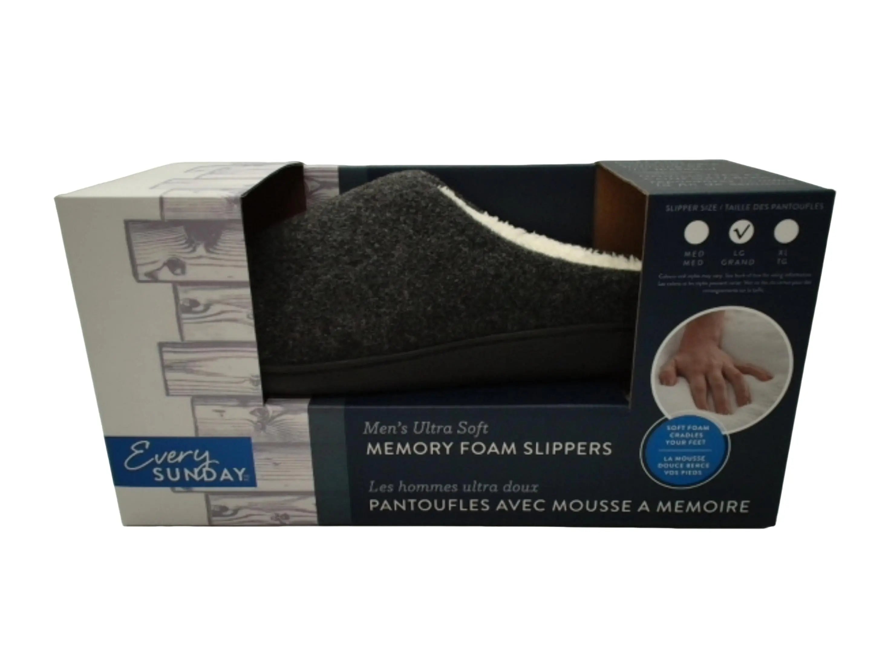 Men's Memory Foam Slippers Grey Felt Every Sunday KWDC