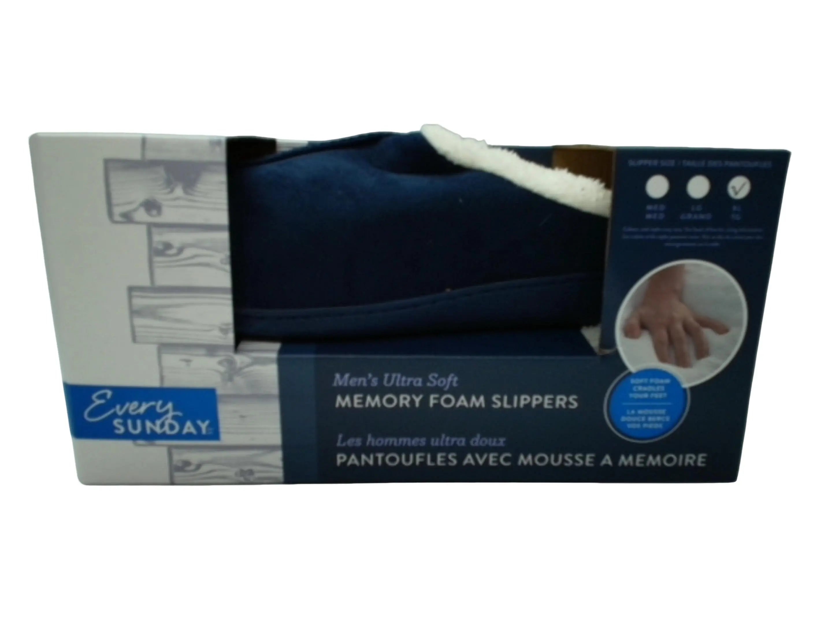 Men's Memory Foam Slippers Navy Sherpa Clog Every Sunday KWDC