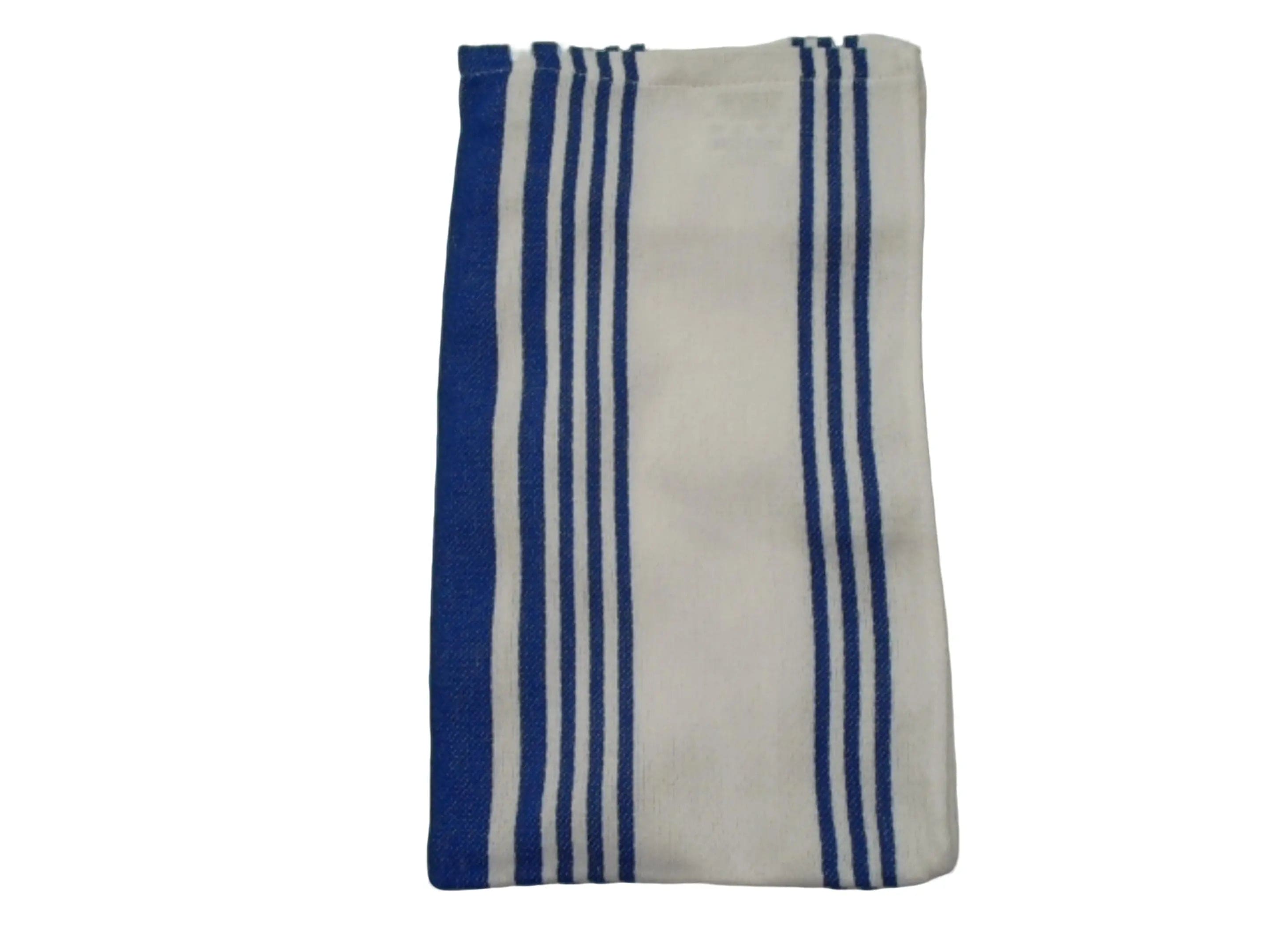 Terry Kitchen Towel 16"x28" White w/Navy Blue Stripe KWDC