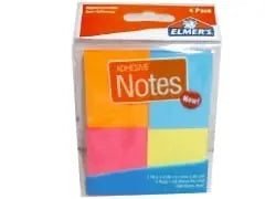 Notes Adhesive 2"x1.5" 4pk. Neon Elmer's KWDC