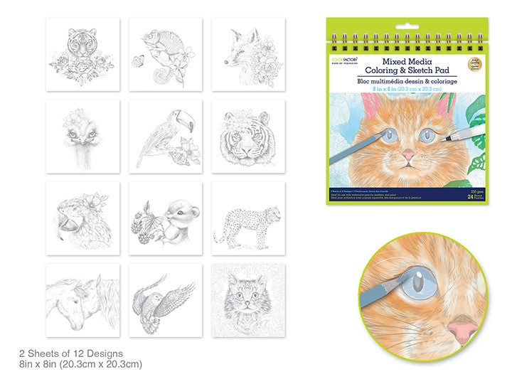 Color Factory Wildlife Mixed Media Pad 8x8 24 Sheets