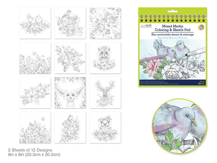 Color Factory Garden Critters Mixed Media Pad 8x8 24 Sheets