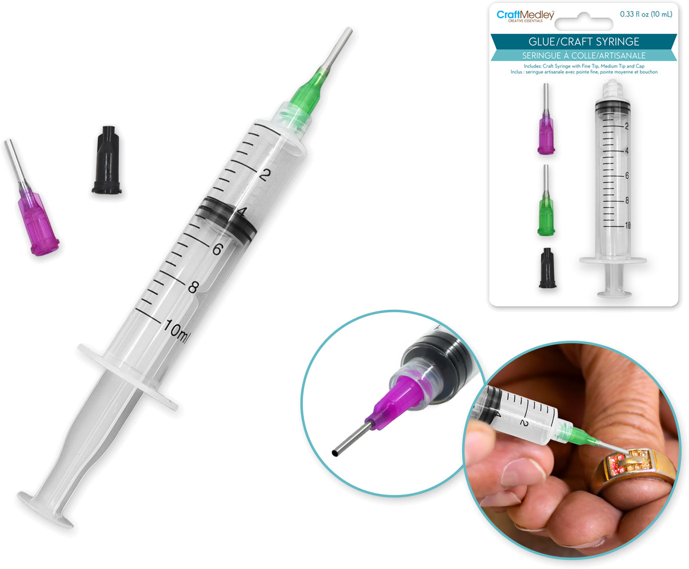 Craft Medley 10ml Precision Glue Syringe Kit with Fine and Medium Tips