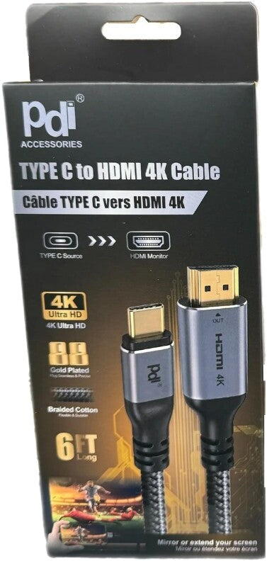 PDI USB-C to HDMI 4K Cable 6ft