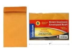 BROWN ENVELOPES 6X9" 6/PKG 95GMS LINPRO