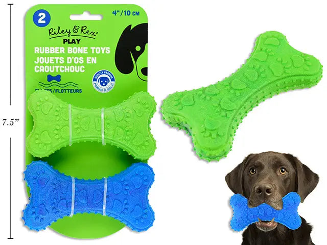 2pk 4in Rubber Bone Toy. 2 Cols/Pack LinkProduct Solutions LTD