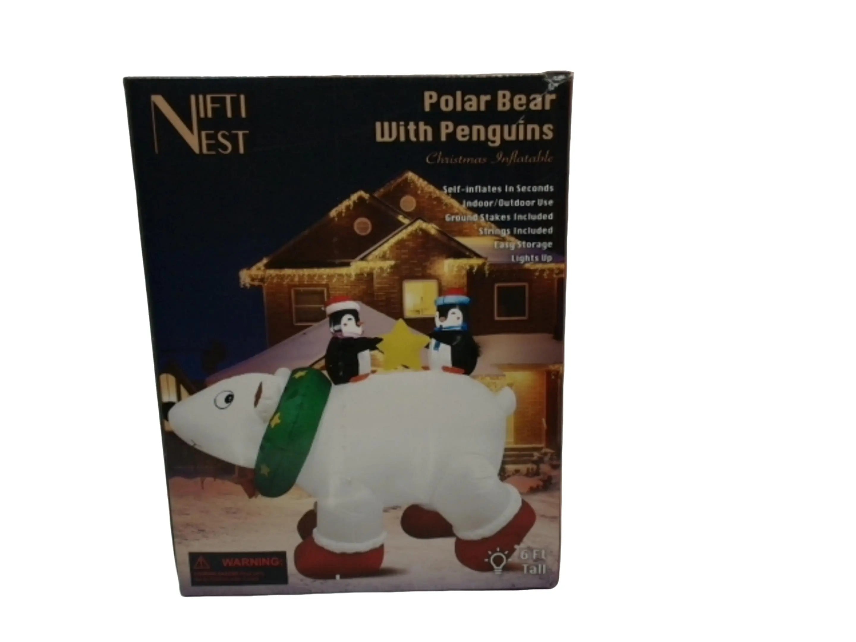 Christmas Inflatable 6' Polar Bear w/Penguins Nifti Nest (display) KWDC