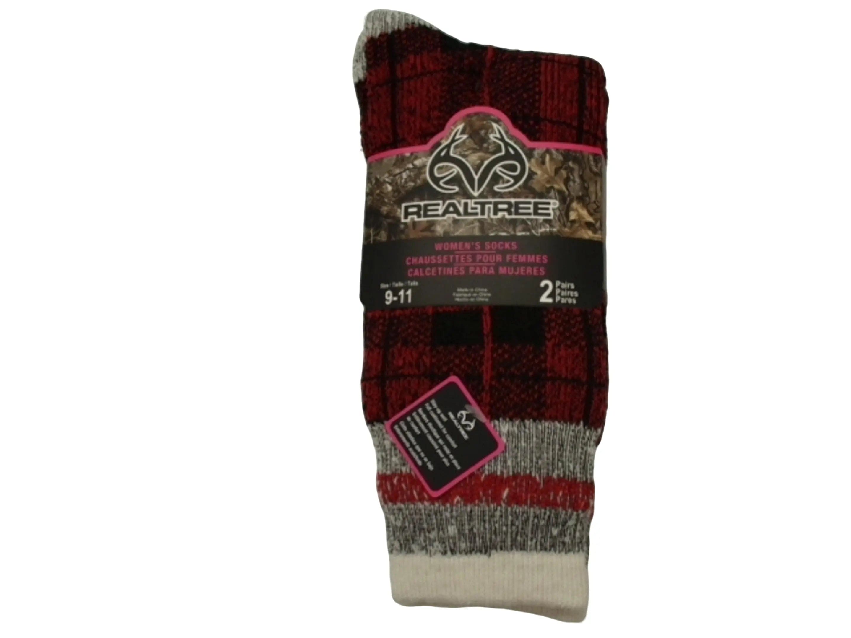 Socks Women's Crew 2pk. Red/Pink Realtree KWDC