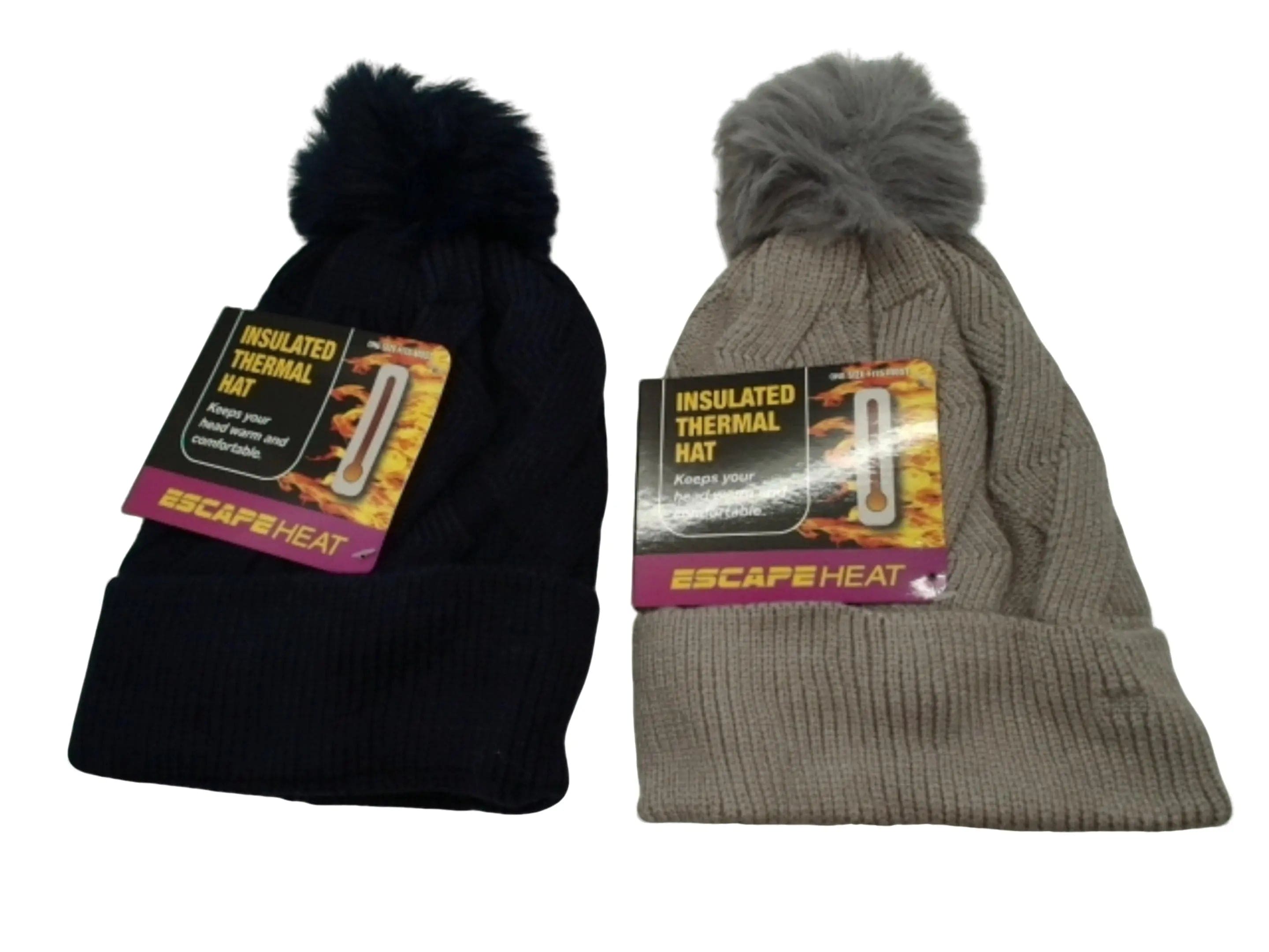 Insulated Thermal Hat w/Pom Escape Heat Ass't KWDC