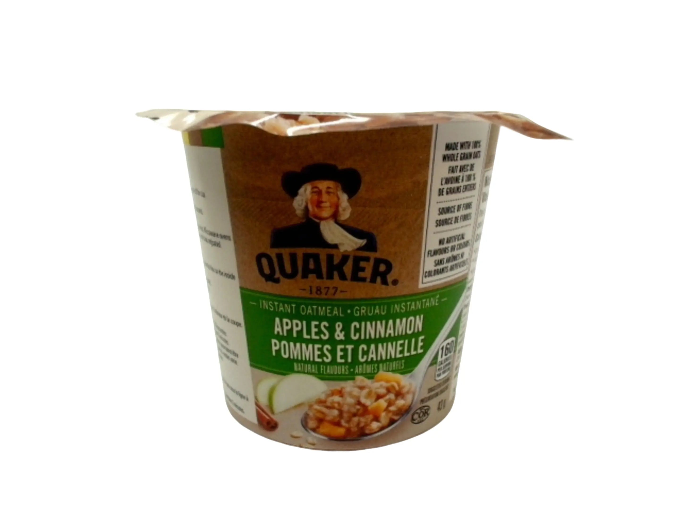 Quaker Instant Oatmeal Apples & Cinnamon 43g. Cup KWDC